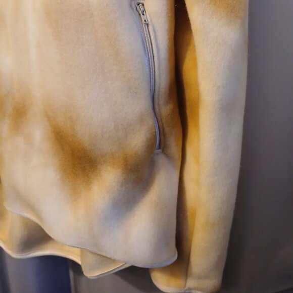 Nwt Fleece Full Zip up Sweatshirt women M Tan Tie Dye Collared w/ Zip Pockets - Picture 5 of 10
